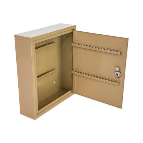 Key Lockable Key Cabinet, 60-Key, Metal, Sand, 10.63 x 3 x 12.13. Picture 3