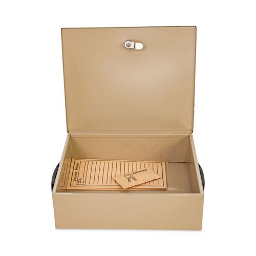 Jumbo Locking Cash Box, 1 Compartment, 14.38 x 11 x 4.13, Sand. Picture 3