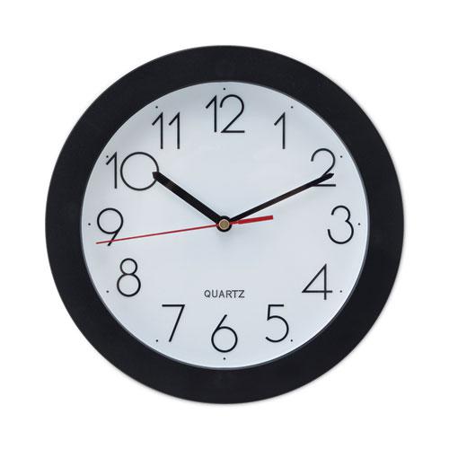 Bold Round Wall Clock, 9.75" Overall Diameter, Black Case, 1 AA (sold separately). Picture 1