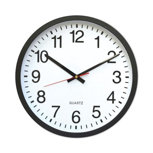 Classic Round Wall Clock, 12.63" Overall Diameter, Black Case, 1 AA (sold separately). Picture 1