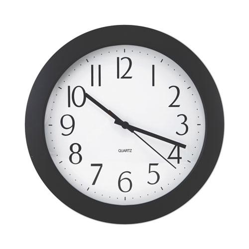 Whisper Quiet Clock, 12" Overall Diameter, Black Case, 1 AA (sold separately). Picture 1