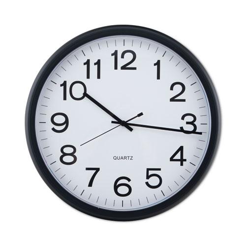 Round Wall Clock, 13.5" Overall Diameter, Black Case, 1 AA (sold separately). Picture 1