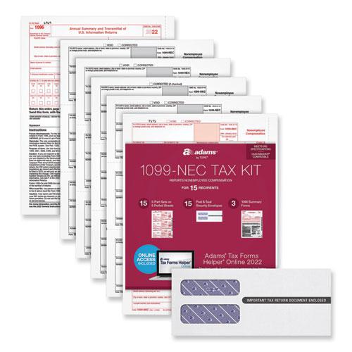 1099-NEC Online Tax Kit, Fiscal Year: 2023, Five-Part Carbonless, 8.5 x 3.66, 3 Forms/Sheet, 15 Forms Total. Picture 1