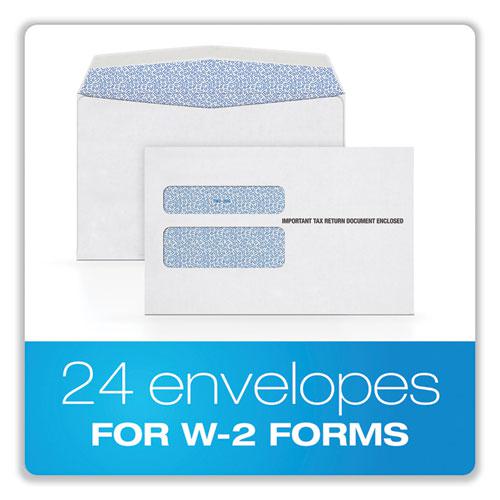 W-2 Gummed Seal Double-Window Envelopes, Commercial Flap, Gummed Closure, 5.63 x 9, White, 24/Pack. Picture 3