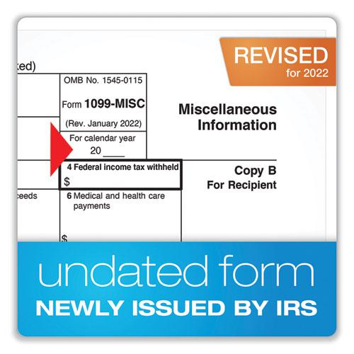 1099-MISC Five-Part Laser Forms and Envelopes, Fiscal Year: 2023, 5-Part Carbonless, 8 x 5, 2 Forms/Sheet, 10 Forms Total. Picture 4