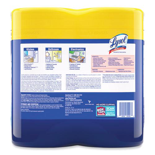 Disinfecting Wipes, 1-Ply, 7 x 7.25, Lemon and Lime Blossom, White, 80 Wipes/Canister, 2 Canisters/Pack. Picture 5