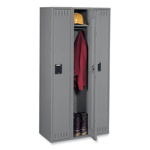 Single-Tier Locker, Three Lockers with Hat Shelves and Coat Rods, 36w x 18d x 72h, Medium Gray. Picture 2
