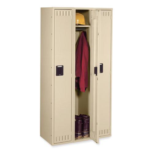 Single-Tier Locker, Three Lockers with Hat Shelves and Coat Rods, 36w x 18d x 72h, Sand. Picture 2