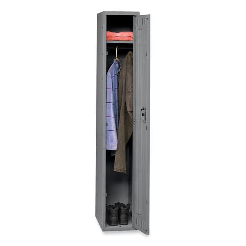 Single-Tier Locker, One Locker with Hat Shelf and Coat Rod, 12w x 18d x 72h, Medium Gray. Picture 2