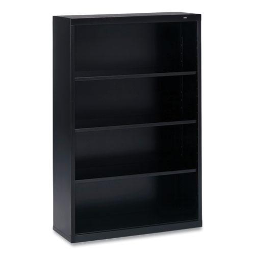 Metal Bookcase, Four-Shelf, 34.5w x 13.5d x 52.5h, Black. Picture 2