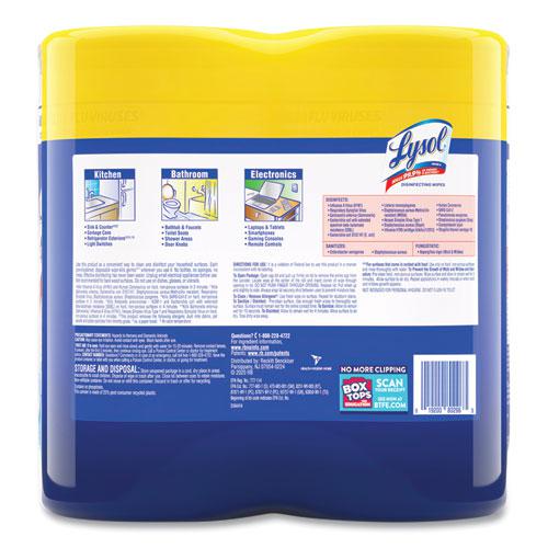 Disinfecting Wipes, 1-Ply, 7 x 7.25, Lemon and Lime Blossom, White, 80 Wipes/Canister, 2 Canisters/Pack, 3 Packs/Carton. Picture 5
