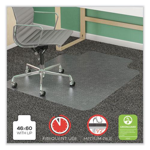 SuperMat Frequent Use Chair Mat for Medium Pile Carpet, 46 x 60, Wide Lipped, Clear. Picture 1