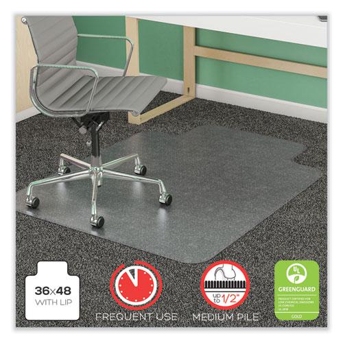 SuperMat Frequent Use Chair Mat, Med Pile Carpet, Roll, 36 x 48, Lipped, Clear. Picture 1