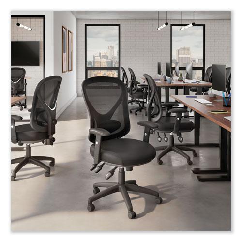 Alera Aeson Series Multifunction Task Chair, Supports Up to 275 lb, 15" to 18.82" Seat Height, Black Seat/Back, Black Base. Picture 7