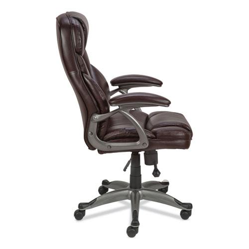 Alera Birns Series High-Back Task Chair, Supports Up to 250 lb, 18.11" to 22.05" Seat Height, Brown Seat/Back, Chrome Base. Picture 4
