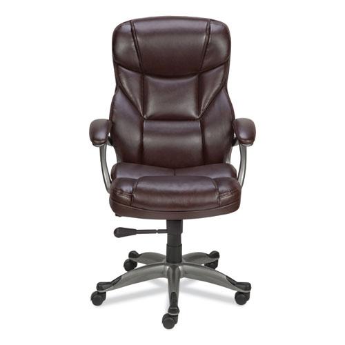 Alera Birns Series High-Back Task Chair, Supports Up to 250 lb, 18.11" to 22.05" Seat Height, Brown Seat/Back, Chrome Base. Picture 1