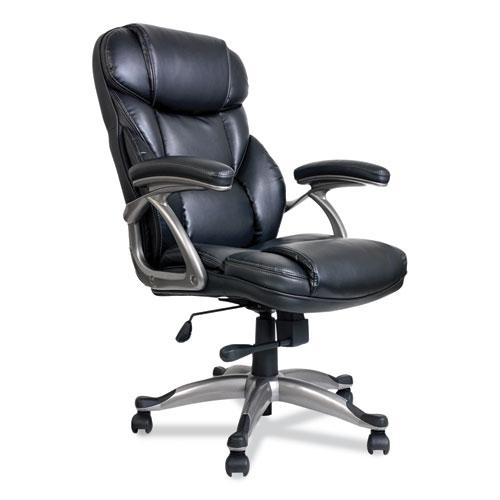 Alera Birns Series High-Back Task Chair, Supports Up to 250 lb, 18.11" to 22.05" Seat Height, Black Seat/Back, Chrome Base. Picture 2