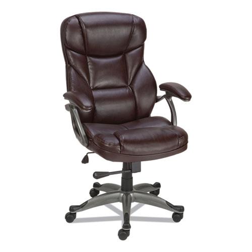 Alera Birns Series High-Back Task Chair, Supports Up to 250 lb, 18.11" to 22.05" Seat Height, Brown Seat/Back, Chrome Base. Picture 2
