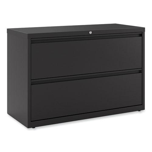 Lateral File, 2 Legal/Letter-Size File Drawers, Black, 42" x 18.63" x 28". Picture 1