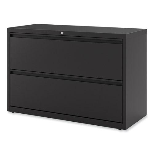 Lateral File, 2 Legal/Letter-Size File Drawers, Black, 42" x 18.63" x 28". Picture 7