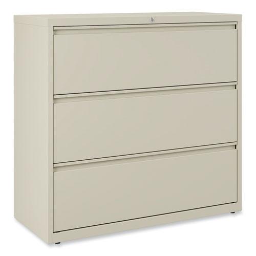 Lateral File, 3 Legal/Letter/A4/A5-Size File Drawers, Putty, 42" x 18.63" x 40.25". Picture 9