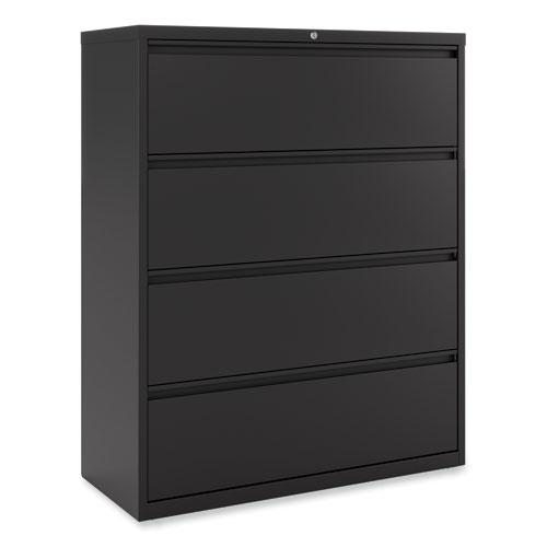 Lateral File, 4 Legal/Letter-Size File Drawers, Black, 42" x 18.63" x 52.5". Picture 1