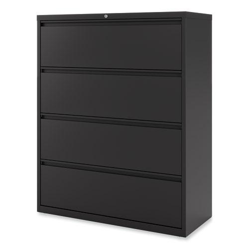 Lateral File, 4 Legal/Letter-Size File Drawers, Black, 42" x 18.63" x 52.5". Picture 4