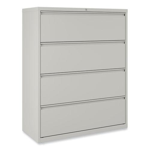 Lateral File, 4 Legal/Letter-Size File Drawers, Light Gray, 42" x 18.63" x 52.5". Picture 1