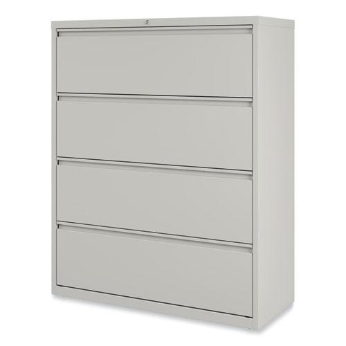Lateral File, 4 Legal/Letter-Size File Drawers, Light Gray, 42" x 18.63" x 52.5". Picture 8