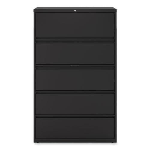 Lateral File, 5 Legal/Letter/A4/A5-Size File Drawers, Black, 42" x 18.63" x 67.63". Picture 2
