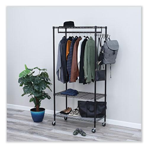 Wire Shelving Garment Rack, 30 Garments, 36w x 18d x 75h, Black. Picture 5