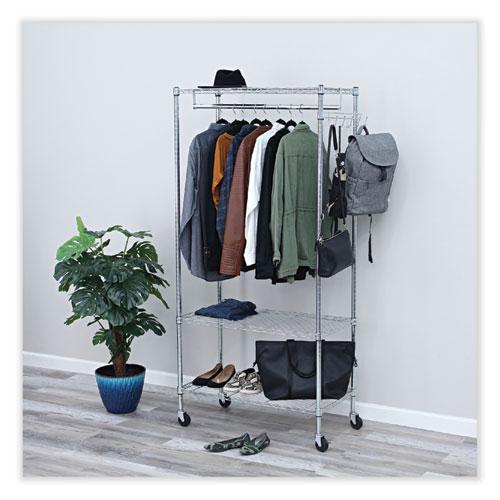Wire Shelving Garment Rack, 30 Garments, 36w x 18d x 75h, Silver. Picture 5
