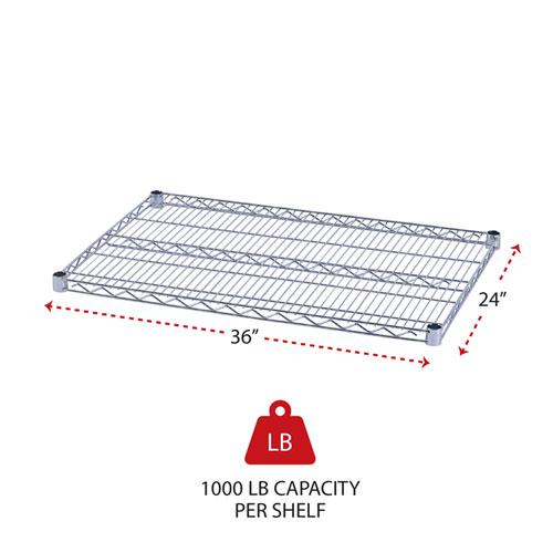 Industrial Wire Shelving Extra Wire Shelves, 36w x 24d, Silver, 2 Shelves/Carton. Picture 2