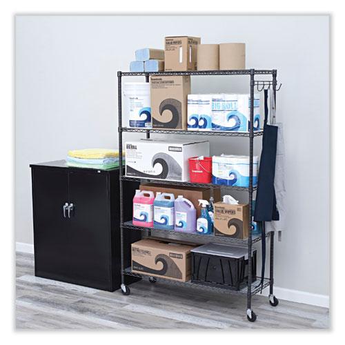 5-Shelf Wire Shelving Kit with Casters and Shelf Liners, 48w x 18d x 72h, Black Anthracite. Picture 5