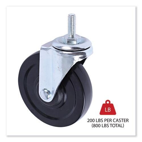 Optional Casters for Wire Shelving, Grip Ring Type K Stem, 4" Wheel, Black/Silver, 4/Set (2 Locking). Picture 2