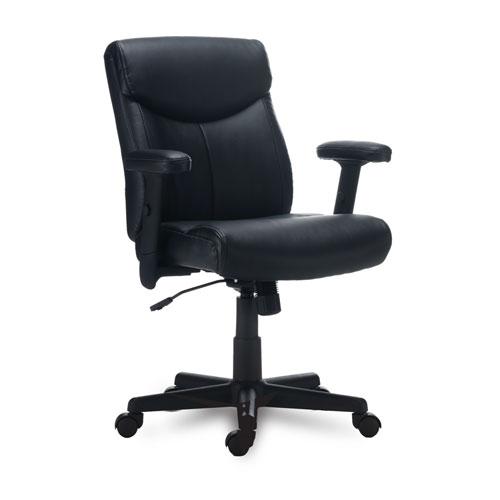 Alera Harthope Leather Task Chair, Supports Up to 275 lb, Black Seat/Back, Black Base. Picture 1