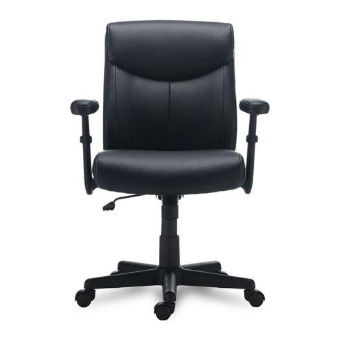 Alera Harthope Leather Task Chair, Supports Up to 275 lb, Black Seat/Back, Black Base. Picture 2