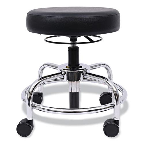 Alera HL Series Height-Adjustable Utility Stool, Backless, Supports Up to 300 lb, 24" Seat Height, Black Seat, Chrome Base. Picture 1