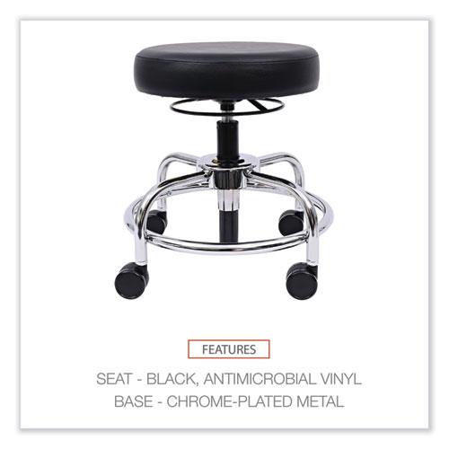 Alera HL Series Height-Adjustable Utility Stool, Backless, Supports Up to 300 lb, 24" Seat Height, Black Seat, Chrome Base. Picture 3