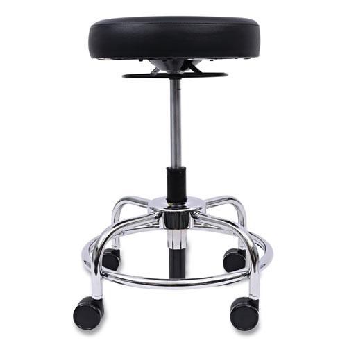 Alera HL Series Height-Adjustable Utility Stool, Backless, Supports Up to 300 lb, 24" Seat Height, Black Seat, Chrome Base. Picture 9