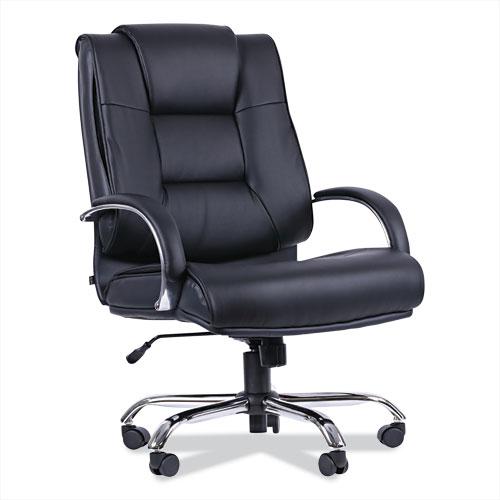 Alera Ravino Big/Tall High-Back Bonded Leather Chair, Headrest, Supports 450 lb, 20.07" to 23.74" Seat, Black, Chrome Base. Picture 1