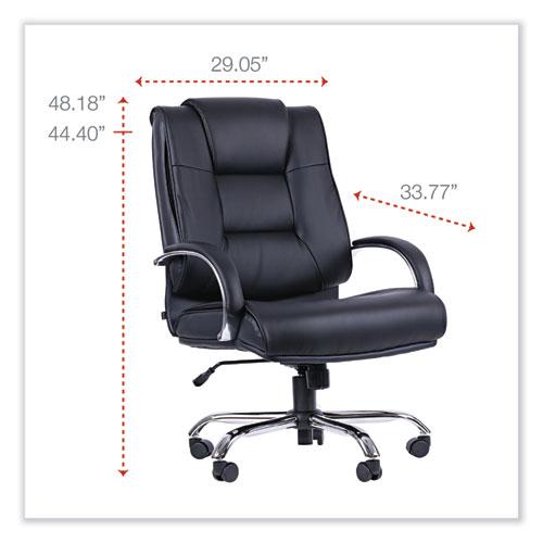 Alera Ravino Big/Tall High-Back Bonded Leather Chair, Headrest, Supports 450 lb, 20.07" to 23.74" Seat, Black, Chrome Base. Picture 2