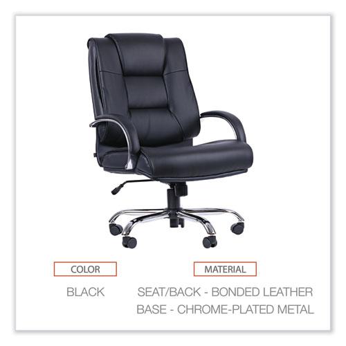Alera Ravino Big/Tall High-Back Bonded Leather Chair, Headrest, Supports 450 lb, 20.07" to 23.74" Seat, Black, Chrome Base. Picture 3