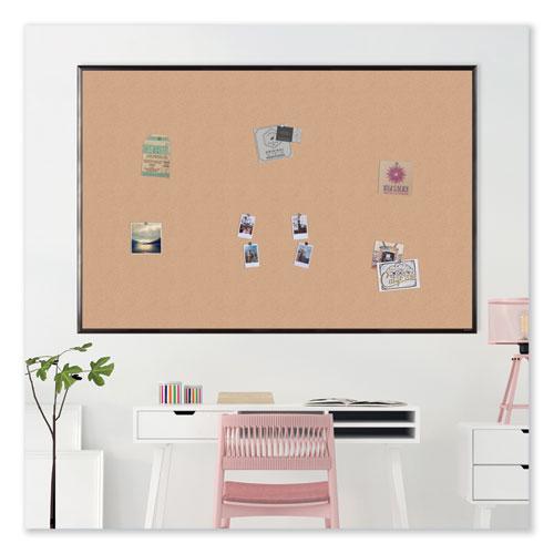 Cork Bulletin Board with Black Aluminum Frame, 70 x 47, Tan Surface. Picture 3