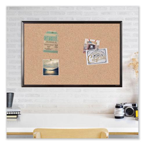 Cork Bulletin Board with Black Aluminum Frame, 35 x 23, Tan Surface. Picture 2