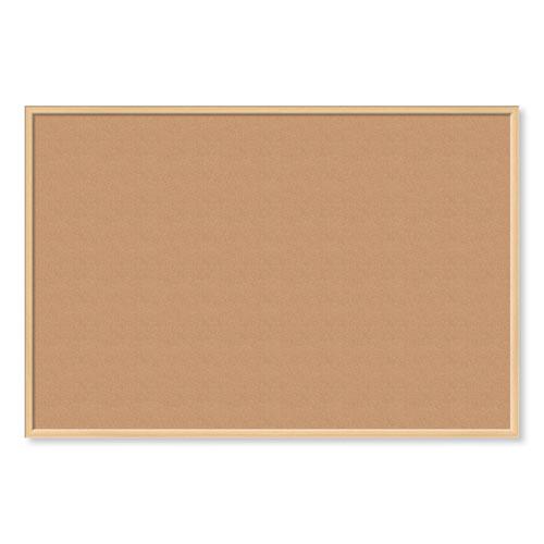 Cork Bulletin Board, 70 x 47, Tan Surface, Birch Wood Frame. Picture 1