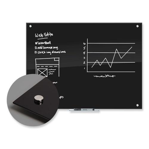 Black Glass Dry Erase Board, 35 x 23, Black Surface. Picture 2