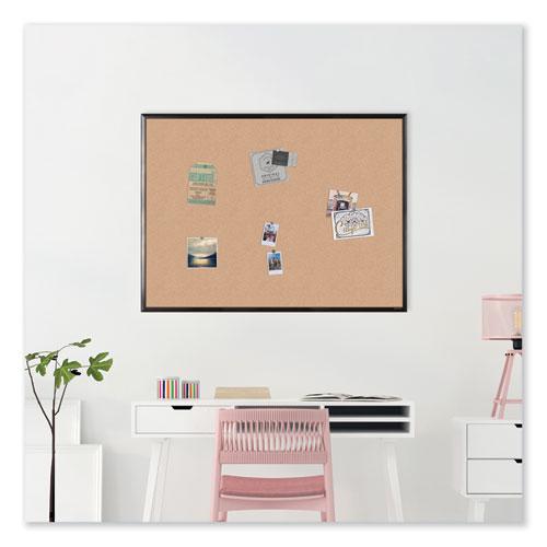 Cork Bulletin Board with Black Aluminum Frame, 47 x 35, Tan Surface. Picture 3