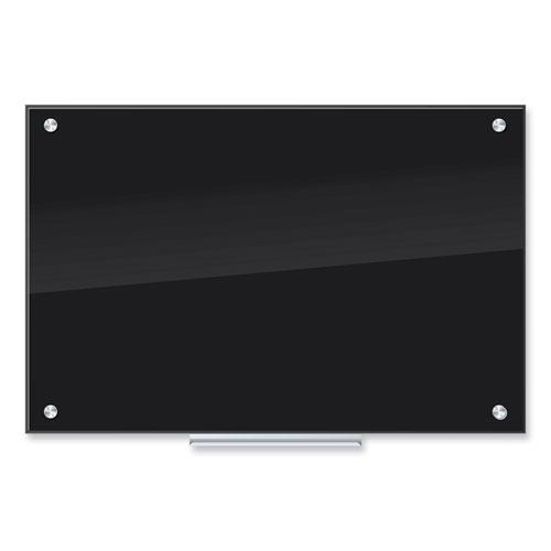 Black Glass Dry Erase Board, 35 x 23, Black Surface. Picture 1