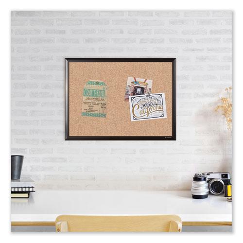 Cork Bulletin Board with Black Aluminum Frame, 70 x 47, Tan Surface. Picture 4